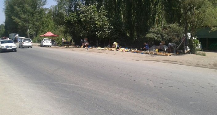 Придорожный базар растянулся на километр по автотрассе в Кадамджайском районе