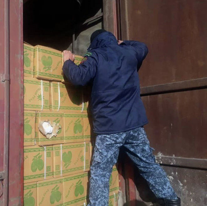 Попытка незаконного вывоза яблок из Кыргызстана
