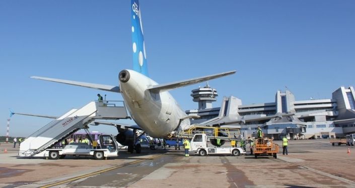 В Национальном аэропорту Минска торжественно встретили первый регулярный рейс из Бишкека. 03 августа 2021 года