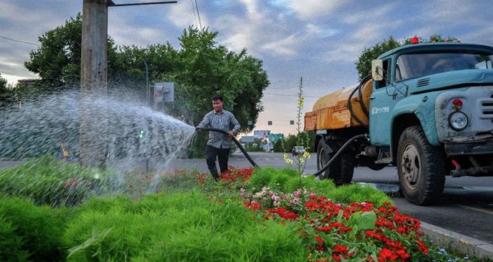 Работники муниципального предприятия Бишкекзеленхоз разбили 30 клумб в честь юбилея независимости Кыргызстана