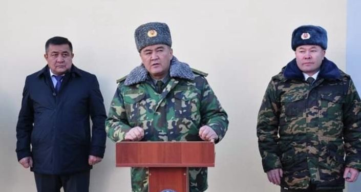 Глава ГКНБ Камчыбек Ташиев во время открытия нового здания для сотрудников ГКНБ в Ат-Баши. 24 ноября 2021 года