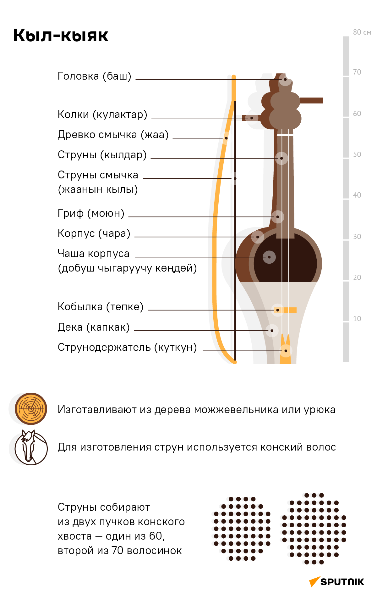 Кыл-кыяк — двухструнный смычковый инструмент из дерева урюка или тутовника.  - Sputnik Кыргызстан
