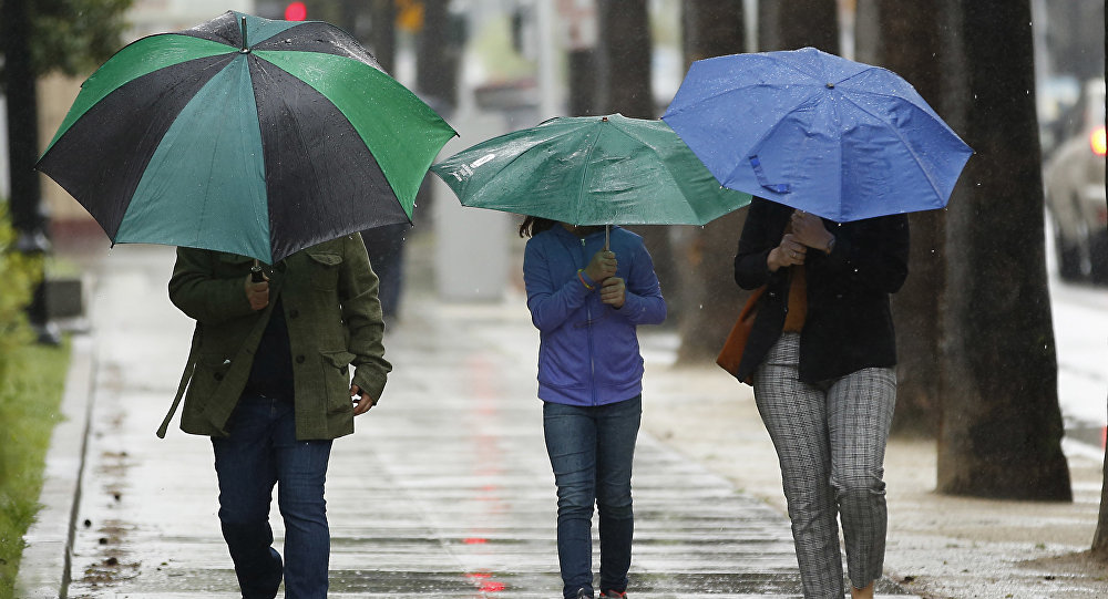 Люди с зонтами во время дождливой погоды. Архивное фото
