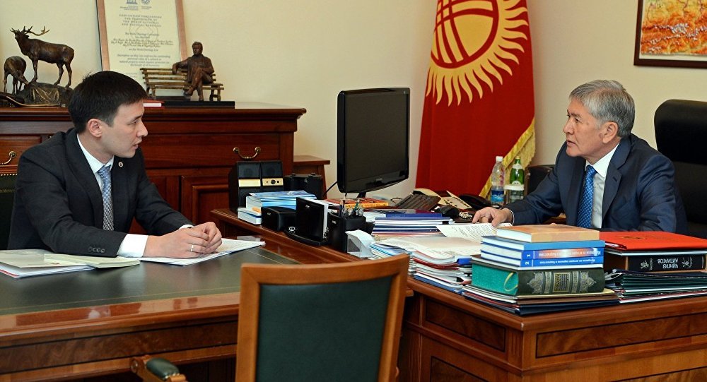 Президент Кыргызской Республики Алмазбек Атамбаев принял председателя Национальной энергетической холдинговой компании Айбека Калиева.