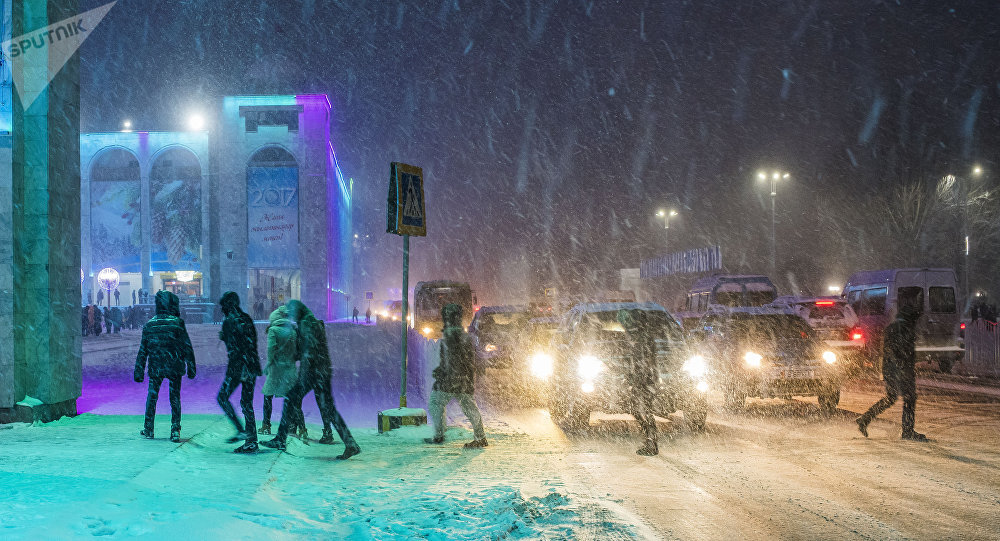 Сильный снегопад в Бишкеке. Архивное фото