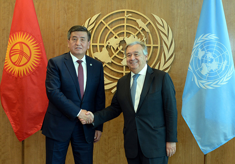 Президент КР Сооронбай Жээнбеков в штаб-квартире Организации Объединенных Наций в г. Нью-Йорк, США, встретился с Генеральным секретарем ООН Антониу Гутерришем.