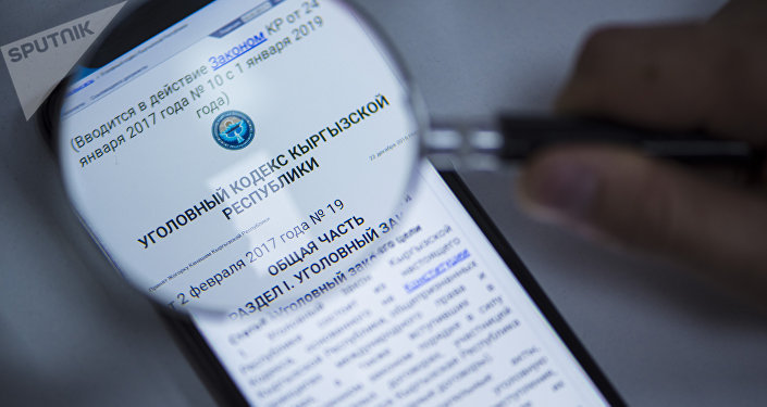 Надпись Уголовный кодекс Кыргызской Республики на экране смартфона