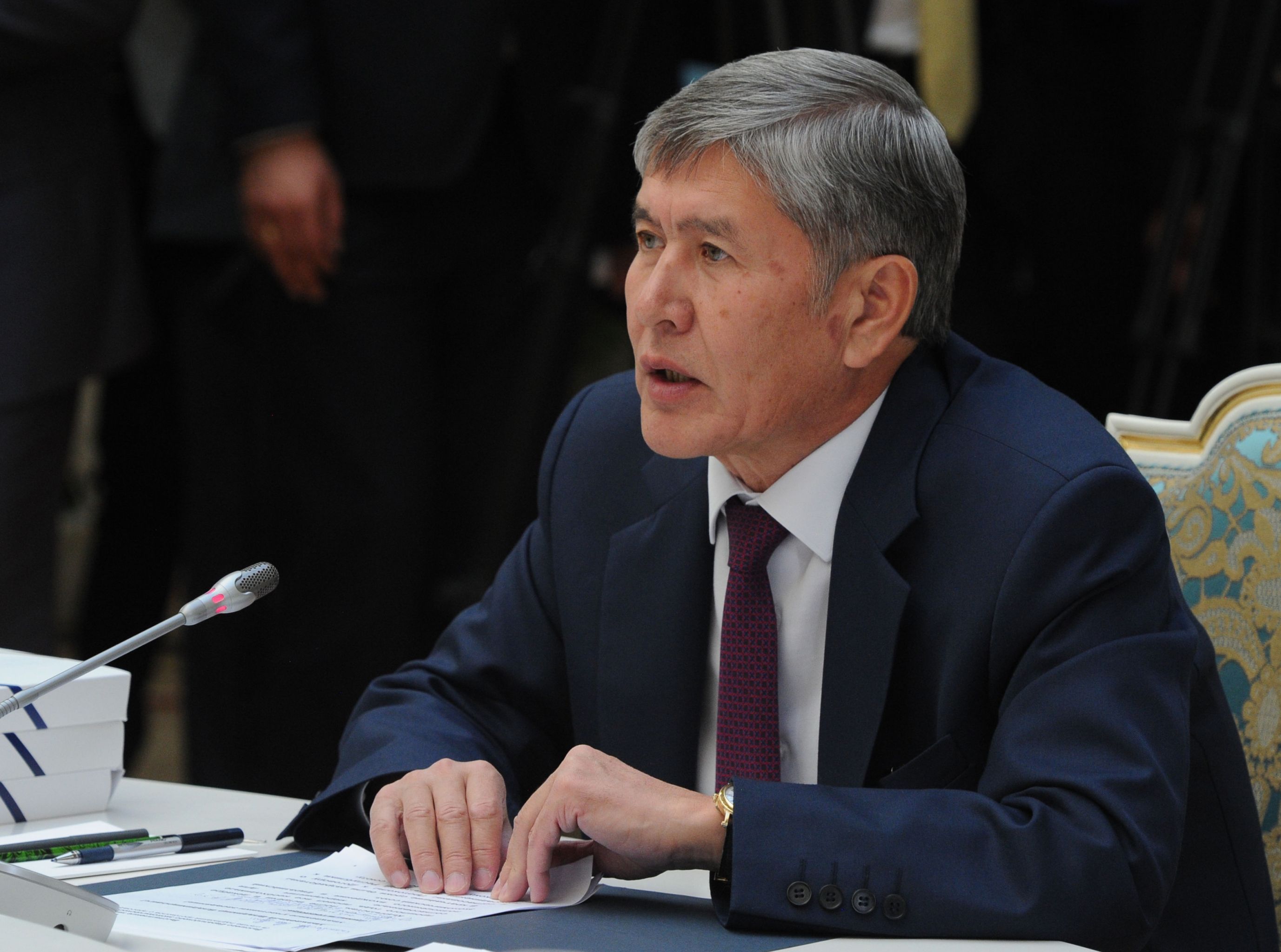 Президент Киргизской Республики Алмазбек Атамбаев на заседании Высшего Евразийского экономического совета на уровне глав государств в Большом Кремлевском дворце.