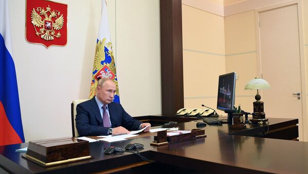 Россиянын президенти Владимир Путин видеоконференция учурунда - Sputnik Кыргызстан