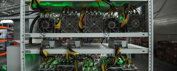 Стеллажи с фермами для майнинга криптовалют. Архивное фото - Sputnik Кыргызстан