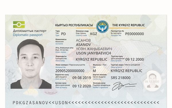 Вкладыш образца нового дипломатического паспорта КР 2020 года - Sputnik Кыргызстан