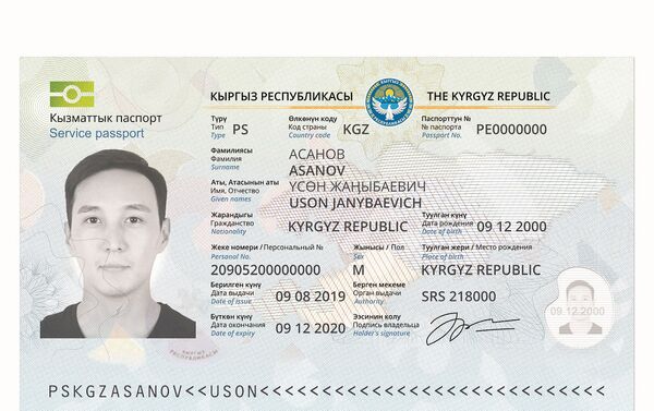 Вкладыш образца нового служебного паспорта КР 2020 года - Sputnik Кыргызстан