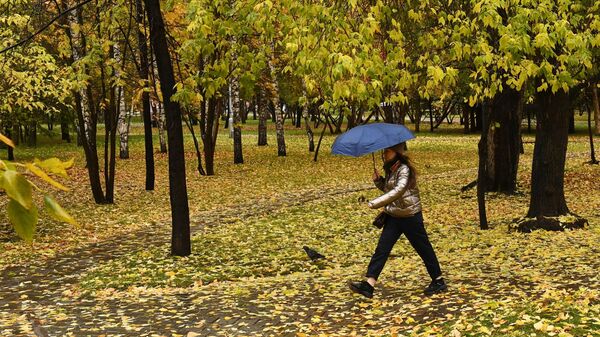 Девушка с зонтом идет по парку. Архивное фото - Sputnik Кыргызстан