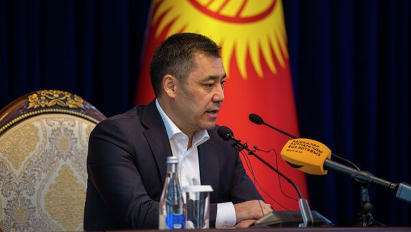 Премьер-министр Кыргызстана Садыр Жапаров во время пресс-конференции в госрезиденции Ала-Арча - Sputnik Кыргызстан