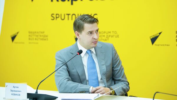  Первый вице-премьер-министр Артем Новиков на онлайн-брифинге в мультимедийном пресс-центре Sputnik Кыргызстан - Sputnik Кыргызстан