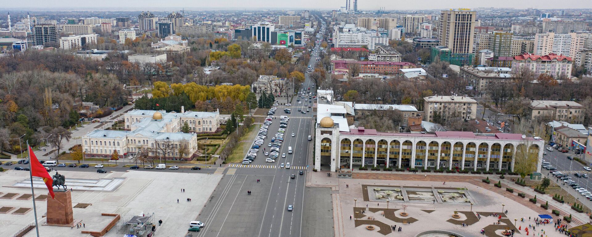 Вид с высоты на площадь Ала-Тоо и проспект Чуй в Бишкеке - Sputnik Кыргызстан, 1920, 01.11.2021