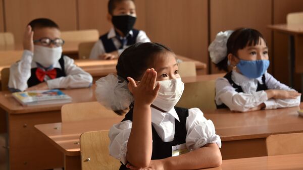 Кыргызские школьники в защитных масках. Архивное фото - Sputnik Кыргызстан