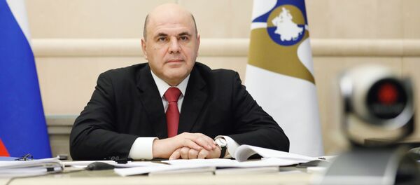 Председатель правительства РФ Михаил Мишустин принимает участие в режиме видеоконференции в заседании Евразийского межправительственного совета стран Евразийского экономического союза (ЕАЭС). - Sputnik Кыргызстан