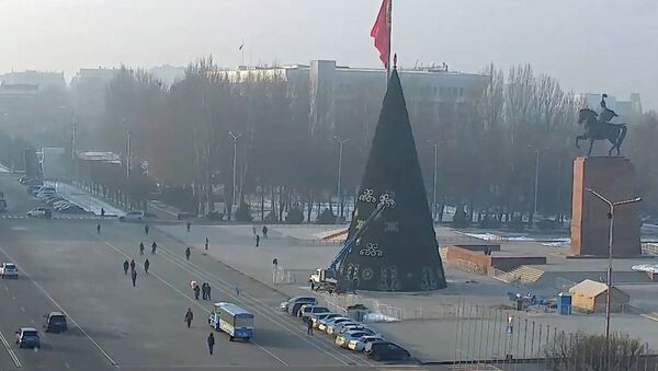 Видео установки главной елки КР, ускоренное в 100 раз - Sputnik Кыргызстан