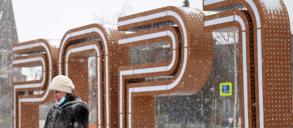 Жаңы жылдык орнотууда медициналык маска кийген аял. Архив - Sputnik Кыргызстан