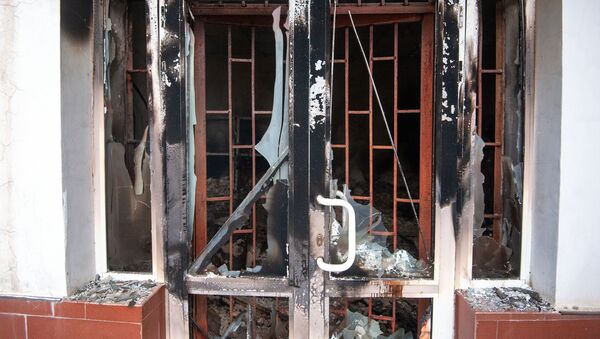 Последствия пожара в здании. Архивное фото - Sputnik Кыргызстан