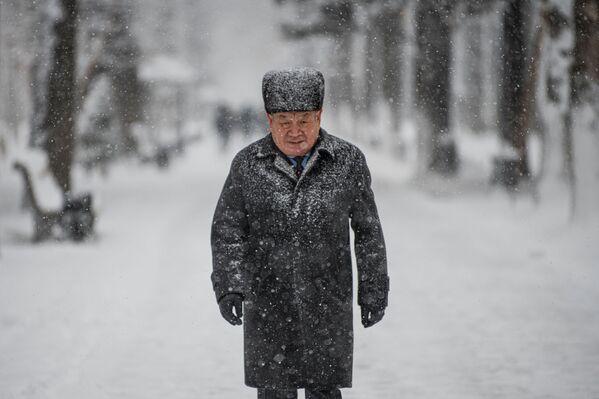 Первый снегопад в Бишкеке в 2021 году - Sputnik Кыргызстан
