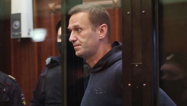 Алексей Навальный на заседании Московского городского суда, где рассматривается требование ФСИН об отмене ему условного срока и замене его на реальный - Sputnik Кыргызстан