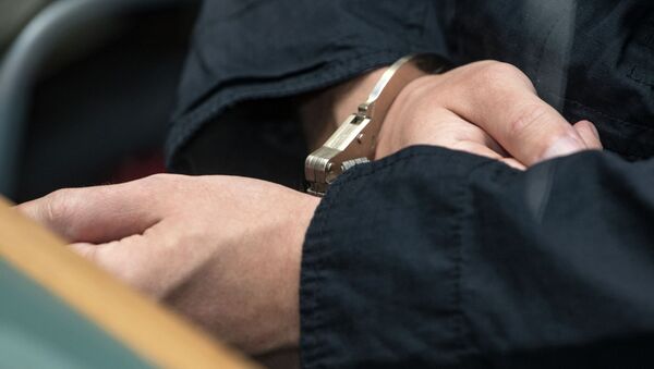 Обвиняемый в наручниках в зале суда - Sputnik Кыргызстан