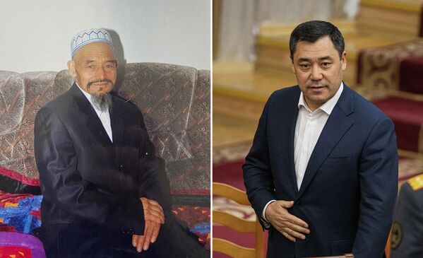 Справа на снимке президент КР Садыр Жапаров, слева — его отец Нургожо Мустали уулу, он родился в 1936 году в Китае, скончался в 2017. - Sputnik Кыргызстан