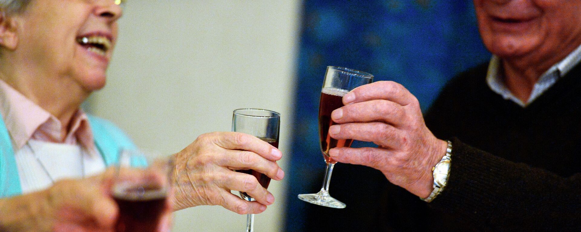 Пенсионеры поднимают бокалы во время праздничного ужина. Архивное фото - Sputnik Кыргызстан, 1920, 04.03.2021