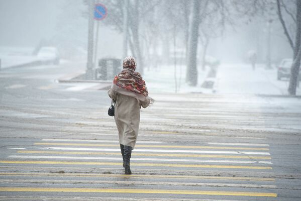 Апрельская снежная буря в Бишкеке - Sputnik Кыргызстан