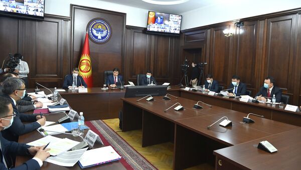 Премьер-министр Кыргызской Республики Улукбек Марипов в ходе заседания правительства в формате видеоконференцсвязи - Sputnik Кыргызстан