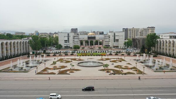 Вид с дрона на площадь Ала-Тоо в центре Бишкека. Архивное фото - Sputnik Кыргызстан