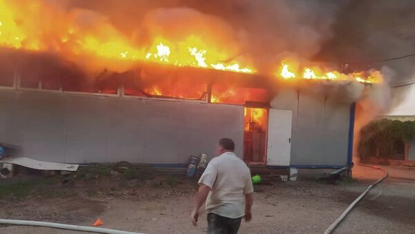 На месте пожара в магазине в селе Новопавловка близ Бишкека - Sputnik Кыргызстан