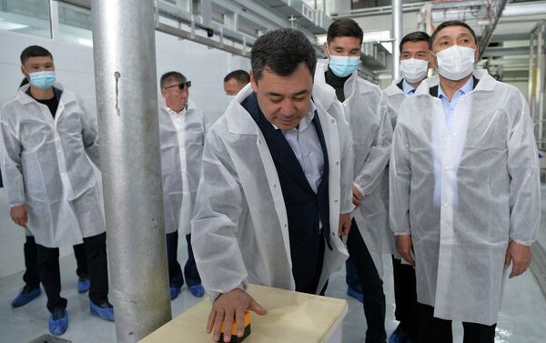 Президент Садыр Жапаров принял участие в запуске крупнейшего в Кыргызстане мясокомбината в Караколе - Sputnik Кыргызстан