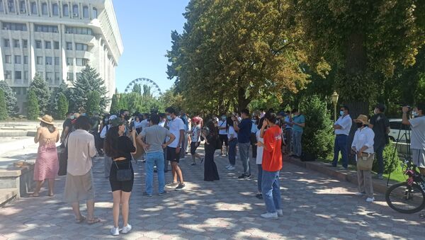 Мирный митинг за свободу слова и против законопроекта О защите от ложной и недостоверной информации возле здания Жогорку Кенеша в Бишкеке - Sputnik Кыргызстан