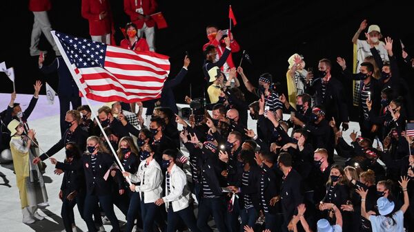 Сборная США на параде атлетов на церемонии открытия летних Олимпийских игр в Токио - Sputnik Кыргызстан