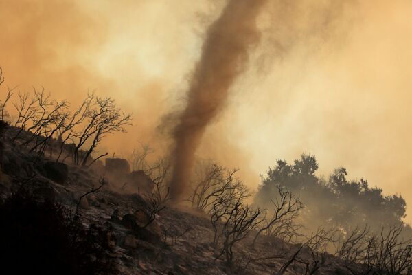 Пепельный вихрь во время природных пожаров в Калифорнии  - Sputnik Кыргызстан