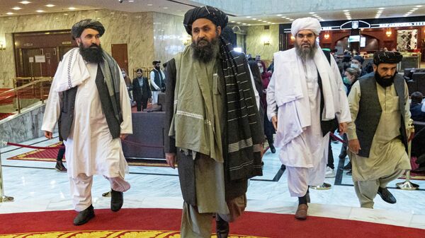 Делегация талибов на афганской мирной конференции в Москве. Архивное фото - Sputnik Кыргызстан