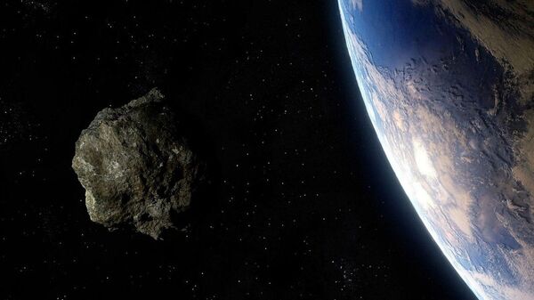 Астероид на фоне Земли. Архивное фото - Sputnik Кыргызстан
