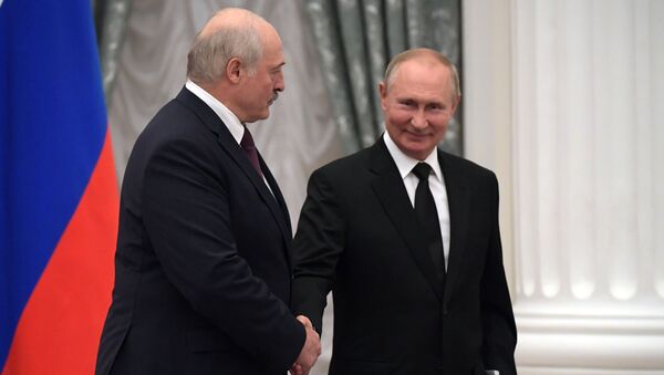 Президент РФ Владимир Путин и президент Белоруссии Александр Лукашенко - Sputnik Кыргызстан