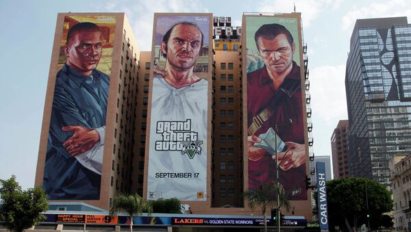 Рекламный щит игры Grand Theft Auto V в Лос-Анджелесе. Архивное фото - Sputnik Кыргызстан