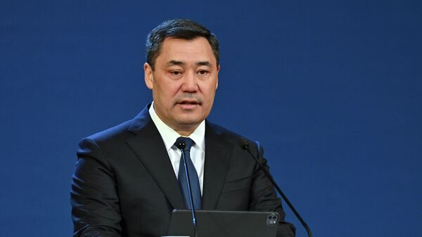 Президент Кыргызстана Садыр Жапаров во время выступления на II Съезде адвокатов - Sputnik Кыргызстан