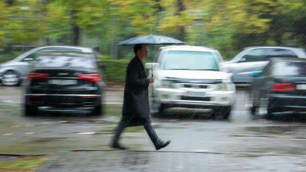 Мужчина с зонтом в Бишкеке. Архивное фото - Sputnik Кыргызстан