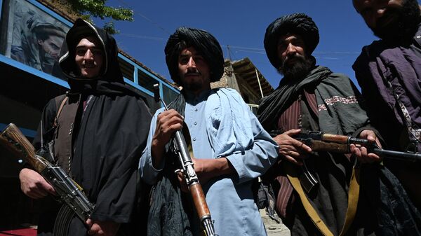 Боевики Талибана на рыночной площади в районе Хендж, провинция Панджшер. Архивное фото - Sputnik Кыргызстан