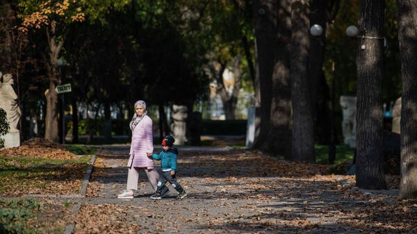 Женщина с ребенком гуляют в парке им. Ч. Айтматова в Бишкеке. Архивное фото - Sputnik Кыргызстан