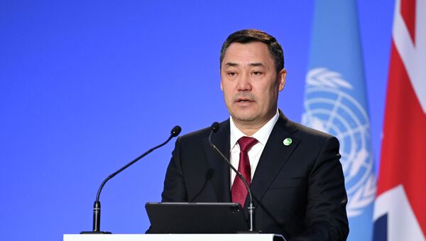 Президент Садыр Жапаров во время выступления на саммите мировых лидеров 26-й конференции сторон рамочной конвенции ООН об изменении климата в Глазго - Sputnik Кыргызстан