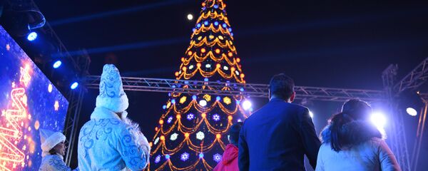 Церемония зажжения главной елки на площади Ала-Тоо в Бишкеке Церемония зажжения главной елки на площади Ала-Тоо в Бишкеке - Sputnik Кыргызстан