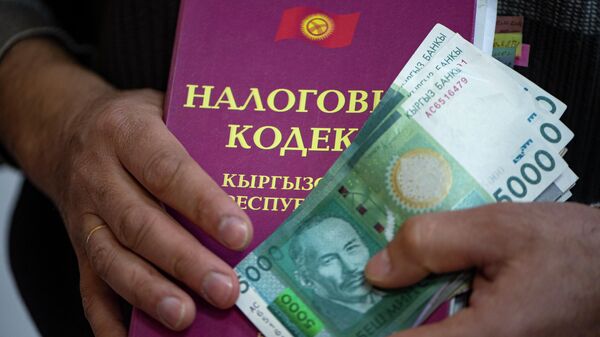 Мужчина держит в руках деньги и налоговый кодекс КР. Архивное фото  - Sputnik Кыргызстан