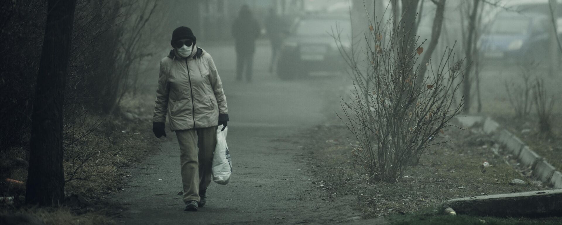 Женщина идет по улице во время густого туман в Бишкеке. Архивное фото - Sputnik Кыргызстан, 1920, 30.11.2023